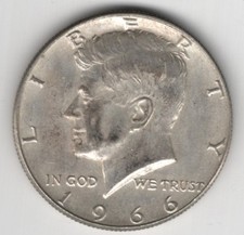 1966 P KENNEDY HALF DOLLAR SILVER .400 UNITED STATES OF AMERICA FIFTY CENTS .50¢