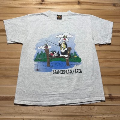 Vintage 1994 Brainerd Lakes Area Sylvester Looney Tunes Fishing T-Shirt USA - XL