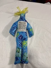 Dammit Doll Stress Relief Damn it 13" Yellow Hair  Blue Floral Fabric Body