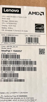 Lenovo IdeaPad 1 15.6'' (256GB SSD AMD Ryzen 3 7320U 2.4GHz 8GB RAM) Laptop...