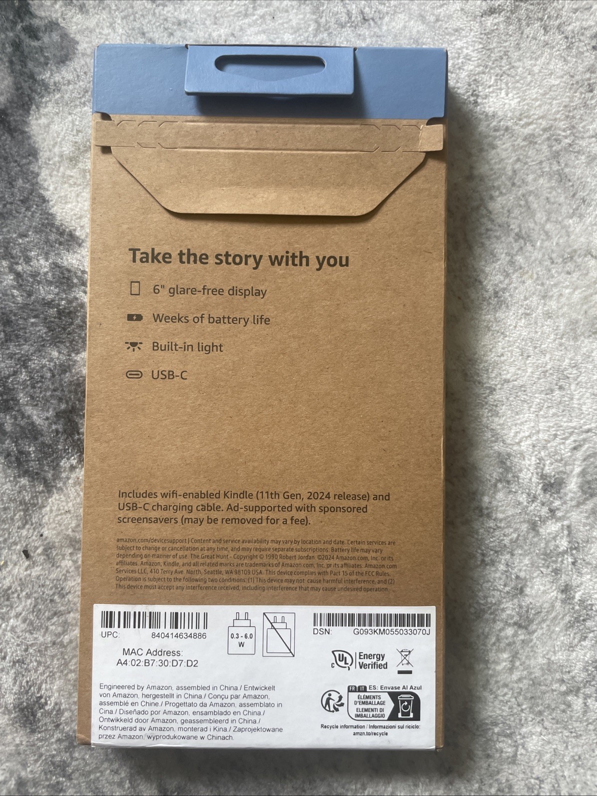 New Amazon Kindle Gen 11 16GB Black RS23CV