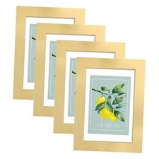 4x6 Picture Frame 4 Pack , Made of Real Glass and Wooden Frame - 4x6 in Gold