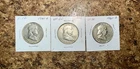 1961-D Benjamin Franklin Silver Half Dollar Coin, 90% Silver, Lot Of (3) Coins