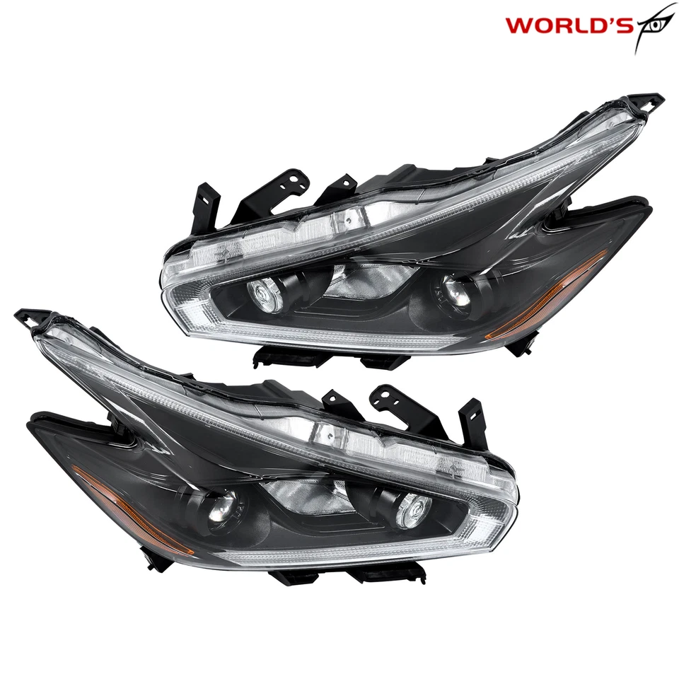 Faros proyectores LED DRL negros halógenos para Nissan Murano 2015-2018 Foto 3 de 4