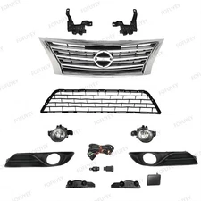 11PC For Sentra 2013-2015 Front Chrome Grille Mesh Fog light lamp Bumper Bracket