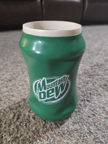 Vintage Green And White Vinyl Mountain Dew Drink Koozie