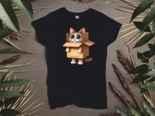 Cat In A Carboard Box Ladies T Shirt Sizes Small-2XL