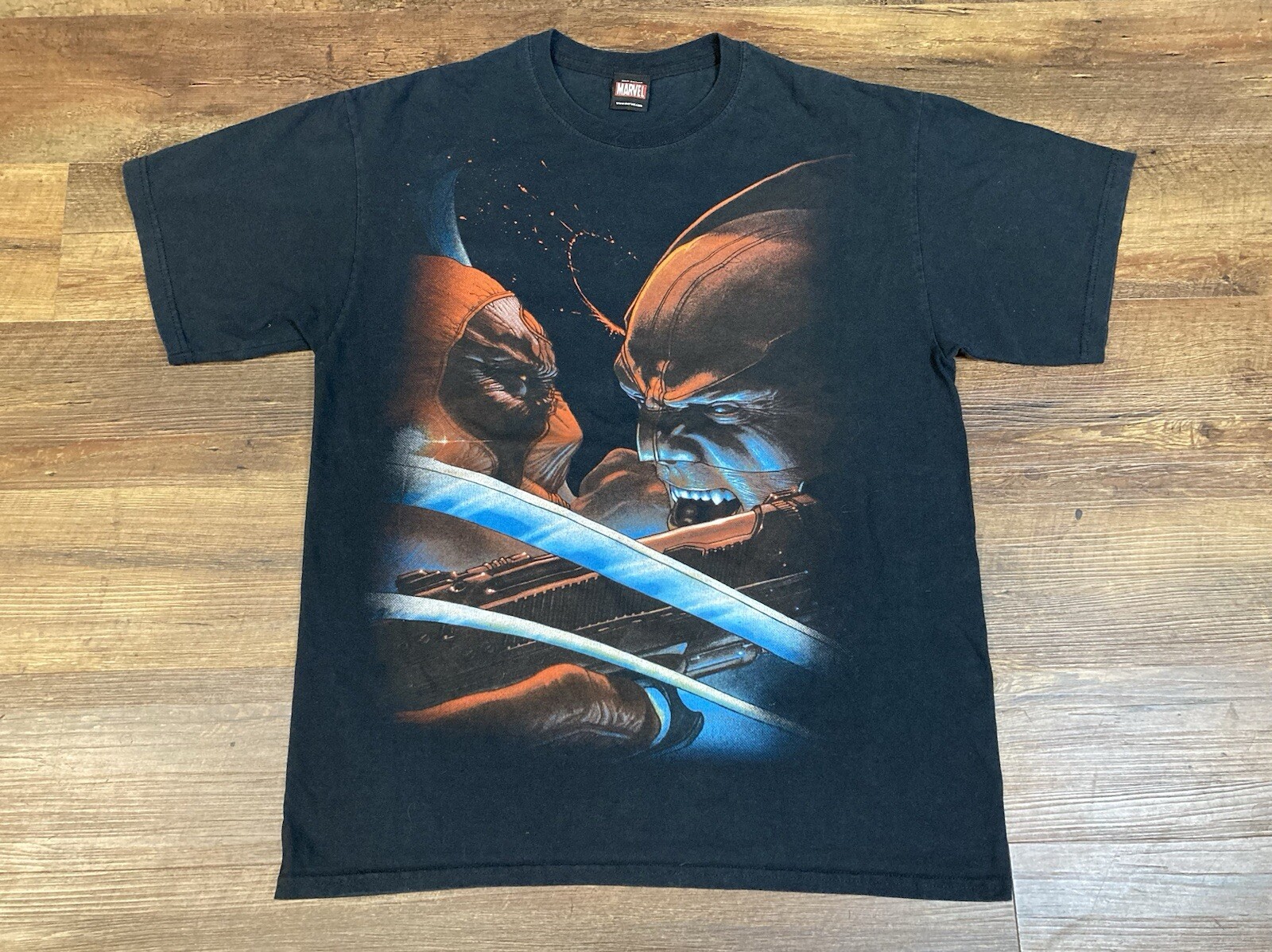 T-shirt Vintage Marvel Superheroes Noir - Mad Engine - Taille XS - Occasion Très Bon état