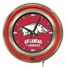 University of Arkansas Clock w/ Double Neon Ring