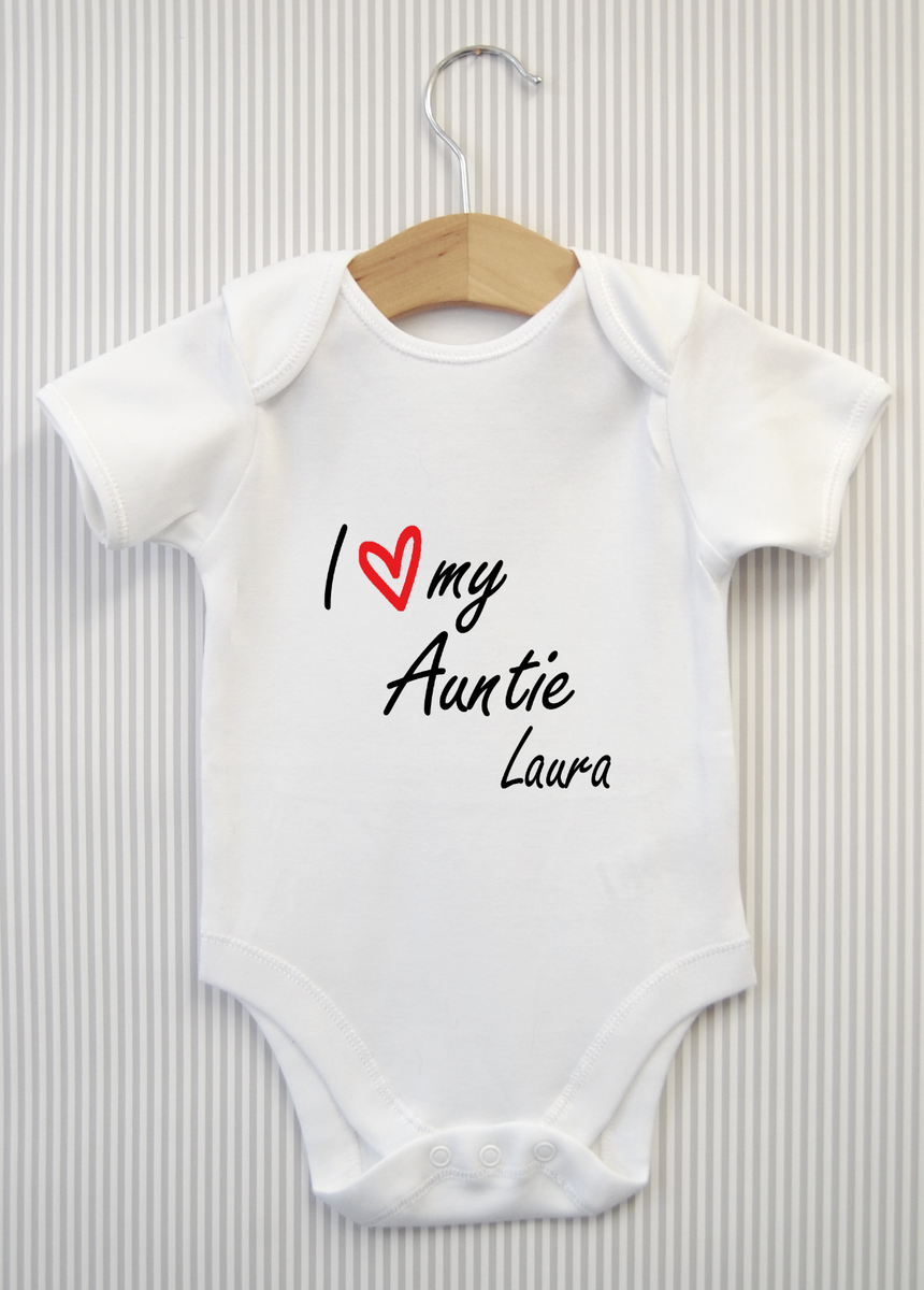 Personalised I love my Auntie Baby Grow Bodysuit Vest Funny