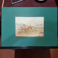 4 lithografie a colori cavalli caccia cani volpe da Henry Alken 1836