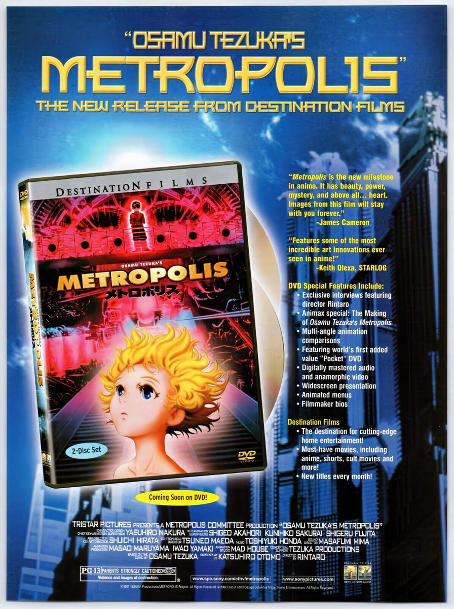 Vintage Print Ad 2001 Anime Osamu Tezuka's Metropolis Original