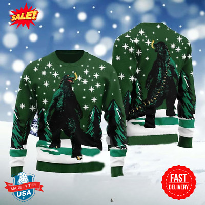 Christmas Godzillas Sweater, Godzilla Ugly Christmas Sweater, Ugly Sweater  2024