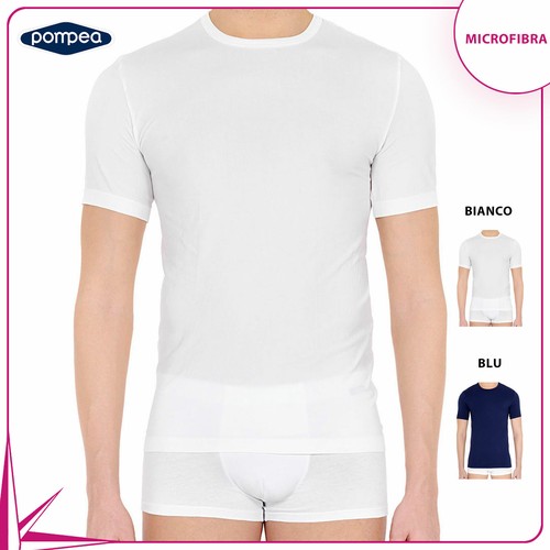 MAGLIA DA UOMO IN MICROFIBRA POMPEA FEELING GIROCOLLO A MANICHE CORTE | eBay