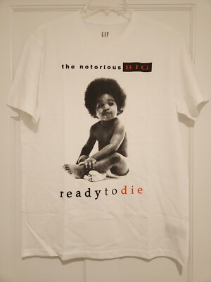 New The Notorious Baby Biggie Ready to Die Mens Medium White Cotton  Tee