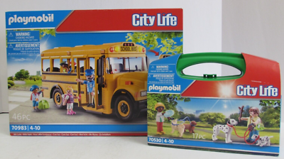 Playmobil City Life 70983 School Bus & 70530 Puppy Playtime Case