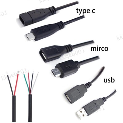1meter Micro USB Type A Male Female Type-C Adapter Repair Welding  2/4 Wire DIY