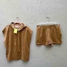 Lou Lou studio velour casual tan set top and shorts large