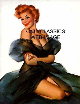 1950's BUSTY REDHEAD BOUDOIR BAD GIRL PRINT SEXY AUBURN HAIR PINUP CHEESECAKE