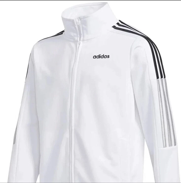 Adidas track jacket Boys White Size Small 8 Long Sleeve