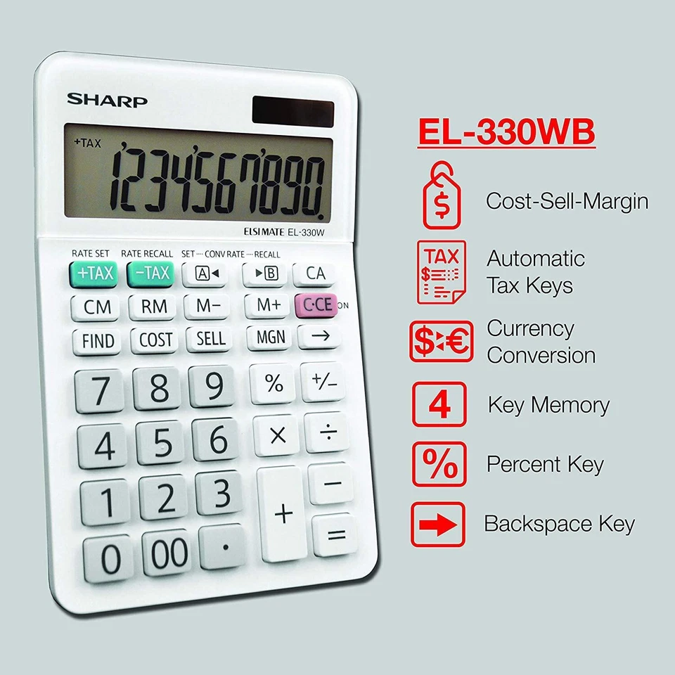 Sharp EL-330WB Calculator Dual Power Solar Battery 1 Pack New - Image 3 of 4