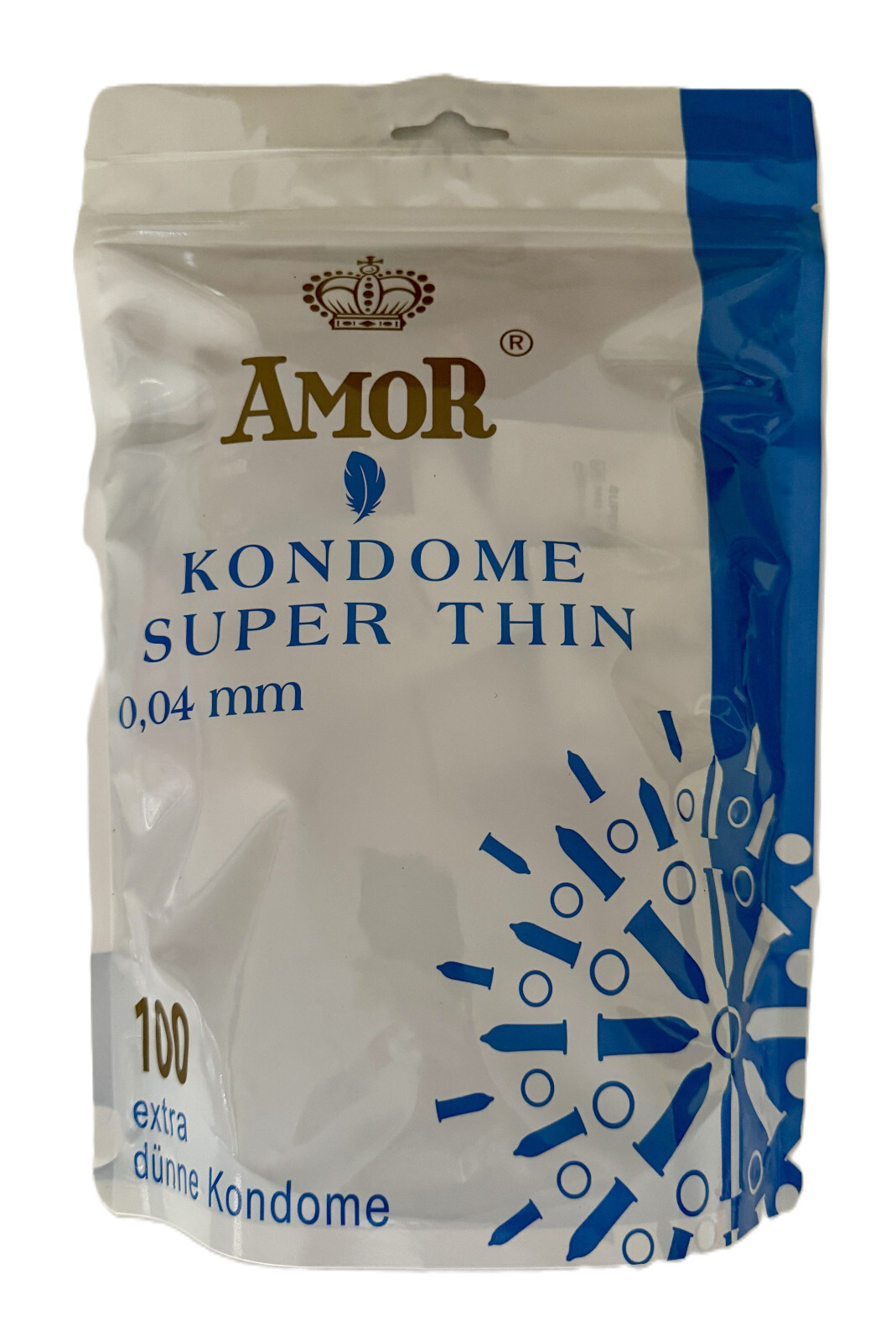 Amor Kondome 100 Stück 53 mm Breite – 0,04 mm Super Thin – dünn