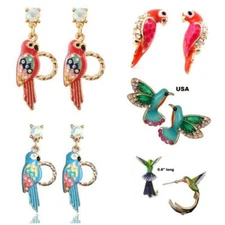 US Seller Betsey Johnson Mini Crystal Bird Stud Earrings Hummingbird Earrings