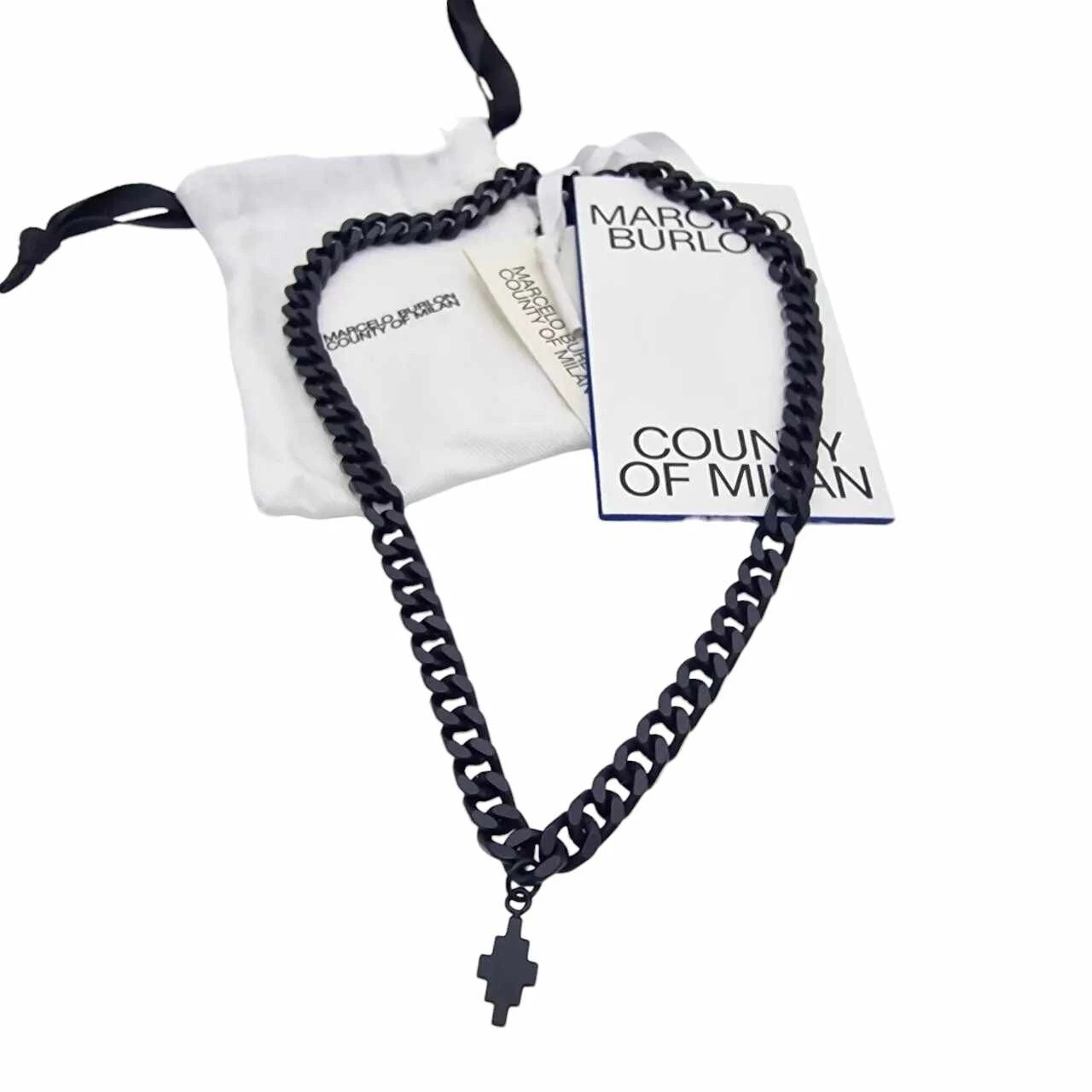 Collana catena corta MARCELO BURLON Contea di Milano logo croce colore nero 44 cm 17"