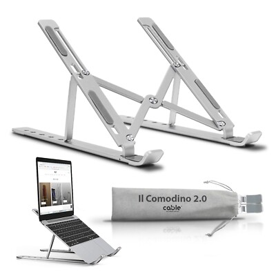 Supporto Ergonomico Per Laptop In Alluminio KYQEE - Regolabile E Ventilato, Compatibile Con MacBook, Dell, HP (11-17,3"), Con Cuscinetti Antiscivolo