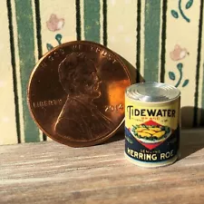 Dollhouse miniatures Food 1:12 Vintage label Can of Herring Roe NEW