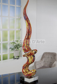 Außergewöhnliche 75 cm Kunstglas mehrfarbig Millefiori Spirale Skulptur Göttlich