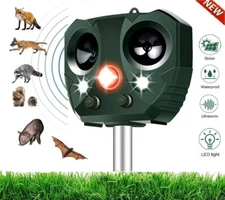 Outdoor Solar Ultrasonic Power Pest Animal Repeller Repellent Garden Cat Dog Fox