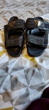 Women's Black Logo Raffia-Effect Sandals
