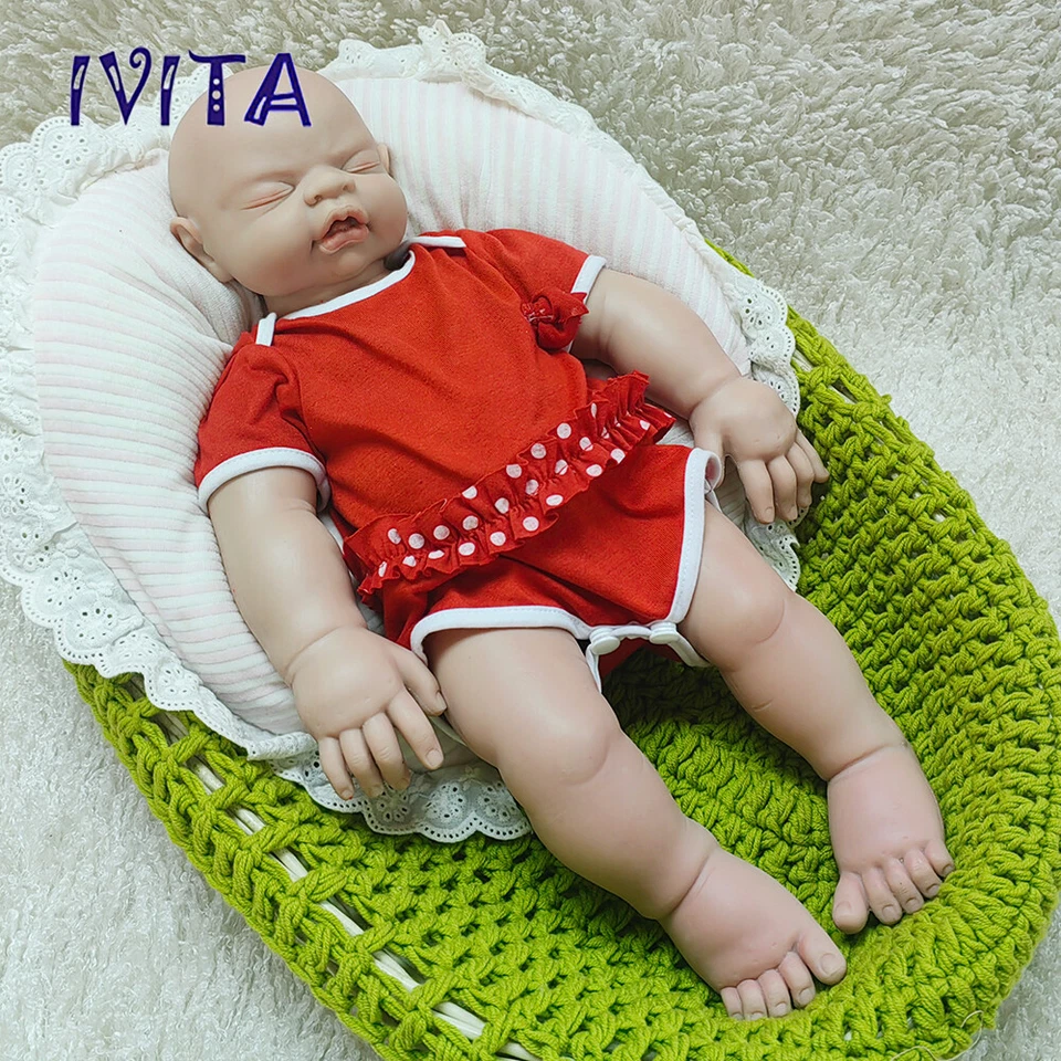 IVITA 19'' Handgemachte Puppen Rebornpuppen Blau Augen Mädchen Silikon Doll - Bild 3 von 4