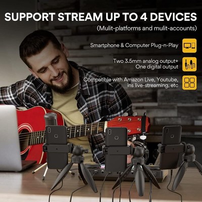 Audio Interface mit DJ Mixer und Soundkarte, MAONO Portable ALL-IN-ONE Podcast