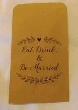 Wedding Utensil Bag, Table Decor "Eat, Drink & Be Married" 50 Count Open Box