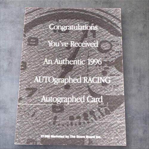 Runt Pittman SCORE BOARD 1996 AUTOGRAPHED RACING AUTOS PACK PULLED signed card - Picture 2 of 2