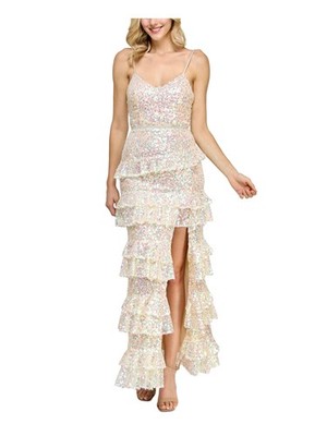 SAY YES TO THE Womens Dress Ivory Spaghetti Strap Formal Lined Padded Juniors 9