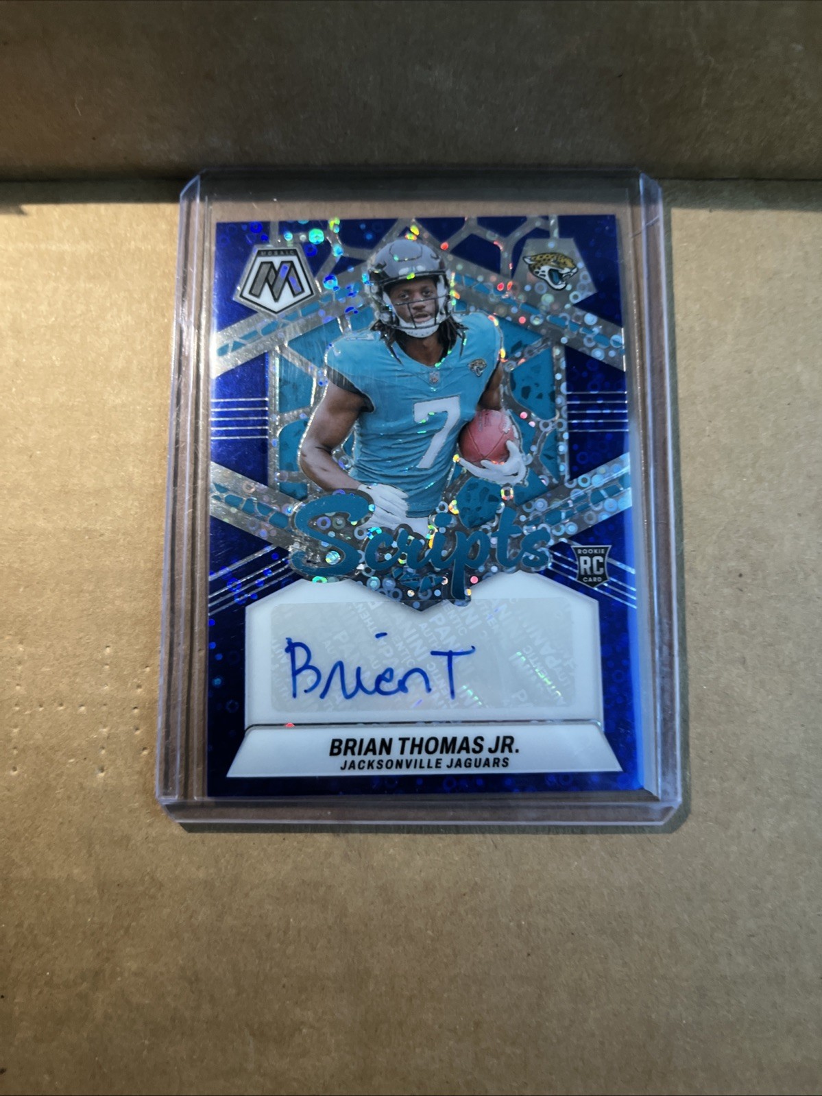 2024 Panini Mosaic Rookie Scripts Brian Thomas Jr. #RS-BTJ No Huddle Blue Prizm