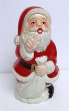 Vintage Retro 8" Hard Plastic Hollow Santa Claus Figurine with Toy Bag