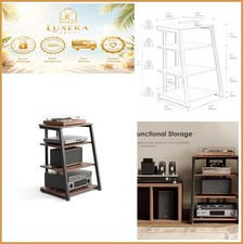 4-Tier Corner Media Stand Walnut Record Player Shelf 110 lbs Capacity AV Rack
