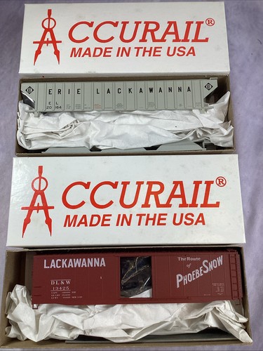 Lote de 2 ACCURAIL HO Kit #6521 y #5136 Lackawanna Boxcar/Tolva | Zustand: New