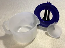 Tupperware 1629 Mix-n-Store 8 Cups Measuring Bowl 3 Piece Blue Lid Pour Spout