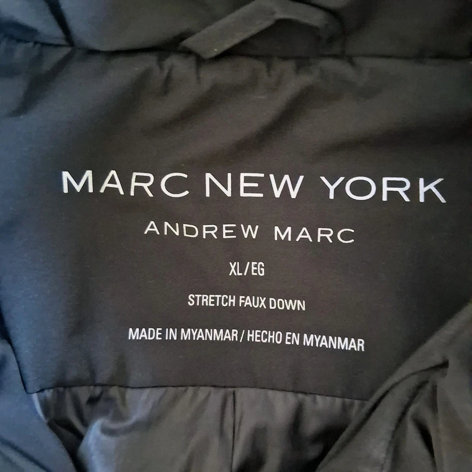 Abrigo Chaqueta acolchada negra Marc New York Andrew Marc talla XL con capucha Foto 4 de 4
