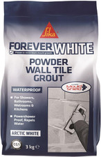 Sika Forever White Tile Grout 3kg Powder Water Resistant Mold Shield Interior
