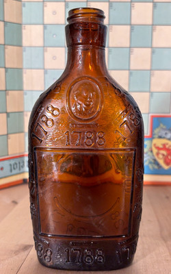 Vintage Armstrong 1955 Amber Glass 1 Pint 1788 Whiskey Bottle, 7.25''