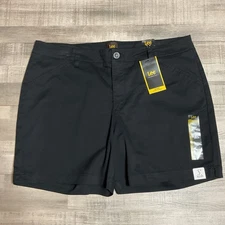 Lee Shorts Womens Medium Black Midrise Chino Casual Size 16 Summer Lightweight