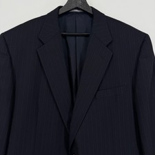 Hickey Freeman Loro Piana Black Men's 46L Pinstripe Wool Suit Jacket Blazer USA