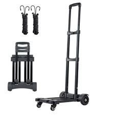 Folding Hand Truck, 290 lbs Capacity, Compact Luggage Cart with 4 Wheels, 2 Elas