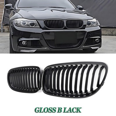 For 2009-2011 BMW E90 E91 LCI 325i 328i 4D Front Kidney Grill Grille Gloss Black